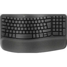 Logitech Wave Keys kabellose ergonomische Tastatur - Grafit, Belgisches AZERTY-Layout