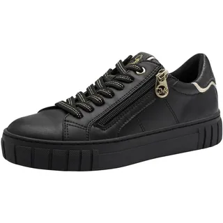 Marco Tozzi by Guido Maria Kretschmer Damen Sneaker flach mit Reißverschluss Freizeit, Schwarz (Black Comb), 38 EU