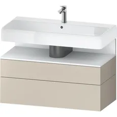 Duravit Qatego Waschtischunterbau, 1 Auszug und 1 Schublade, 990x470x590mm, Nische Weiß Matt, QA4395018, Farbe: Taupe Supermatt/mit Nischenbeleuchtung