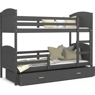 Etagenbett hochbett kinderzimmer kinderbetten jugendzimmer 190x80 grau - Grau