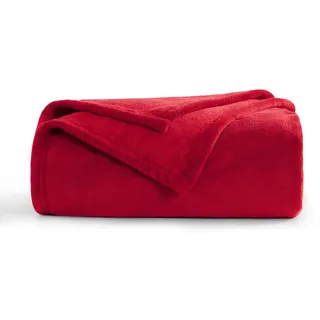 Aisbo Kuscheldecke Flauschig Decke Rot - Fleecedecke Warme Sofa Decke für Winter, Kuschlige Wohndecke Kinder Weich als Wohnzimmer, Blanket 130x150 cm Klein Couchdecke