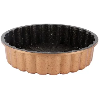 serenk Fun Cooking Tarteform Quicheform | Kratz- und Schnittfest Quiche Backformen | Kuchenform Rund mit Antihaftbeschichtigung | Golden Auflaufform | 28 cm