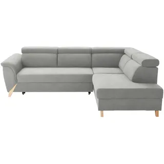 Stylife Ecksofa , Grauweiß , Holz , Buche , vollmassiv , Ottomane rechts, L-Form , 265x200 cm , Stoffauswahl, seitenverkehrt erhältlich, Rücken echt , Wohnzimmer, Sofas & Couches, Wohnlandschaften, Ecksofas