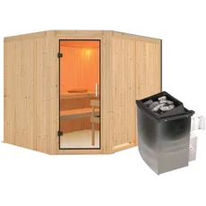 Bild von Sauna Malin Eckeinstieg, 9 kW Ofen integrierte Steuerung,