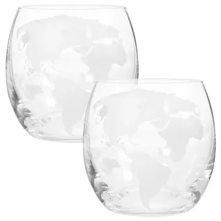 DOITOOL Rum Gläser, 2 Stück Whiskygläser Neuheit Getränkegläser Rum Felsen Glas Klarglas Cocktailbecher Weltkarte Weingläser Geätzte Globuskartenbecher Für Wein Whisky Hausbar, Whisky Gläser