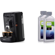 Philips Senseo Maestro Kaffeepadmaschine mit Kaffeestärkewahl und Memo-Funktion & Philips Universal Flüssig-Entkalker für Kaffeevollautomaten, Vorteilspack, 0.5 Liter, 6 x 6 x 16 cm, Grau