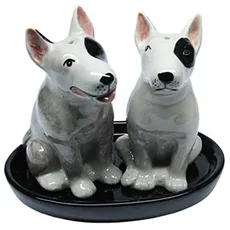 B2SEE LTD Bullterrier Salz und Pfeffer-streuer Set Keramik Hunde Bullterrier Geschenk 3 teiliges Set