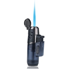 PROMISE Einzelflammen-Jet-Feuerzeug, winddichter Zigarettenanzünder, Butabe nachfüllbares Gasfeuerzeug für Kerze, Aromatherapie Geschenkidee(Blau)