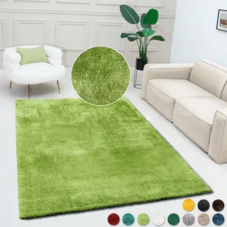 Bruno Banani Teppich »Dana Teppich, besonders weich und kuschelig, Kundenliebling« rechteckig 30 mm Höhe uni, Mikrofaser Teppiche, Wohnzimmer, Schlafzimmer, Esszimmer, grün