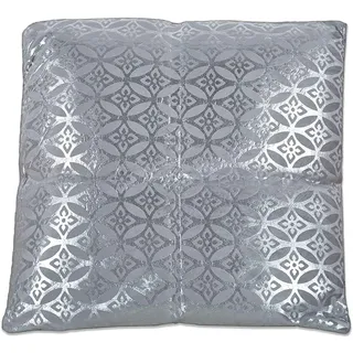 Presume de casa Vivienne Kissen, 45 x 45 cm, Silber, Bordüre, Blume, mit Füllung, 400 g, Textil-Polyester, 45 x 45 x 8