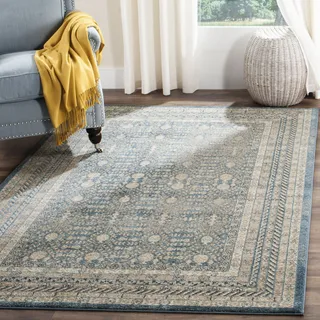 SAFAVIEH Traditionell Teppich für Wohnzimmer, Esszimmer, Schlafzimmer - Sofia Collection, Kurzer Flor, Blau und Beige, 122 X 170 cm