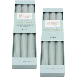 Dekohelden24 Stabkerzen/Leuchterkerzen, geriffelt, Größe: H/Ø ca. 25 x 2 cm. Menge und Farbe über Menü wählbar (Taubengrau, 2 Packungen)