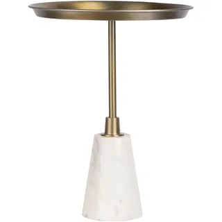 Kayoom Beistelltisch (weiß, gold Metall, Sockel 38x51x38 cm