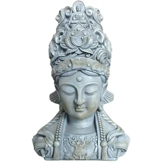 Relaxdays Buddha-Büste , Grau , Kunststoff , 32x44x21 cm, , Dekoration, Dekofiguren & Skulpturen, Buddha-Statuen