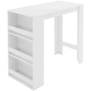 ML-Design Bartisch mit 3-stufigem Regal Weiß 117x106x57 cm viel Stauraum, Modern, Stehtisch mit 3 Ablagefläche, Bartresen Bistrotisch