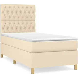 vidaXL Boxspringbett mit Matratze Creme 90x200 cm Stoff - Creme