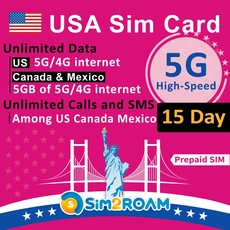 USA KANADA MEXIKO Prepaid SIM Karte 15 Tage(T-Mobile Netzwerk verwenden)|Unbegrenzte 5G/4G-Internetdaten in den USA (Hawaii inbegriffen)+Anrufe in Kanada und Mexiko|5 GB Daten in CA und MX|Nachfüllbar