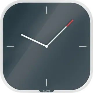 Leitz - Wanduhr Leitz Cozy Glass Grey | 1 Stück | 4 Stück - Grau