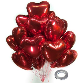 CozofLuv 25 Stück 18 Zoll Rot Herzballons Folienballons Luftballons Herzform Heliumballons Herzluftballons für Geburtstag Valentinstag Hochzeit Verlobung