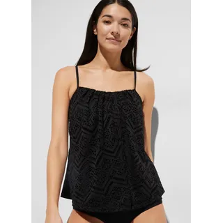 Tankini-Top BONPRIX "Tankinioberteil aus Spitze", Damen, Gr. 44, N-Gr, schwarz, Jersey, Elasthan, Polyamid, Polyester, unifarben, Bikini-Oberteile Tankini-Top, bequeme Passform, Lagenlook - vorne mit Spitzen-Details