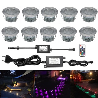 CHNXU 10er Set Terrassen Einbaustrahler RGBWW Boden Einbauleuchten Außen RGB + Warmweiß LED Treppen Beleuchtung Ø45mm Bodeneinbaustrahler IP67 Wasserdicht Einbauspots für Garten Gehweg Küche Holzdeck