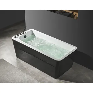 Luxus Badewanne Schwarz Weiße Wanne Badewannen 170x80 mit Armaturen Komplett