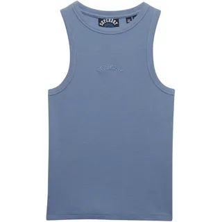 Tanktop SUPERDRY "ESSENTIAL LOGO RACER VEST", Damen, Gr. XL, tidal blau, Jersey, Obermaterial: 100% Baumwolle, unifarben, regular fit normal, Rundhals, Tops Tanktop, aus Baumwolle, Regular Fit, mit Rundhalsausschnitt, ärmelloses Design