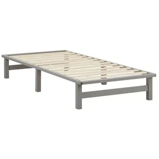 Homestyle4u 2193, Palettenbett 90x200 cm Grau Palettenmöbel Bett Futonbett Bettgestell mit Latttenrost