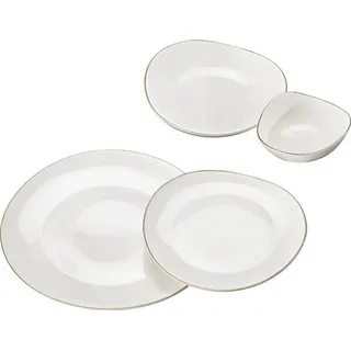 Schäfer Elektronik Geschirr-Set 24-tlg. weiß mit Goldumrandung