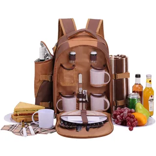 apollo walker 4 Personen Picknick Rucksack Picknick Rucksack Tasche Hamper Cooler Bag mit Geschirr Set & Decke