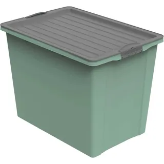 Rotho Stapelbox Compact A3 mit Rollen 70 l Grün