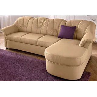 DOMO collection Ecksofa »Flores Schlafsofa, B/T/H: 233/142/86 cm, L-Form«, wahlweise mit Bettfunktion, wahlweise mit Federkern, auch in Leder beige