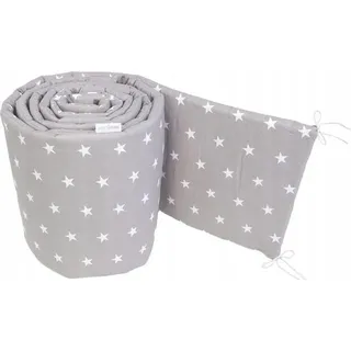 Bettumrandung für Babybett 30x180 cm Baumwolle weich gepolstert – Graue Sterne - Grau
