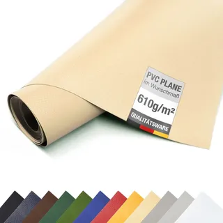 Pvc Plane verschiedene Farben ohne ÖSEN 610g/ m2 matt Gewebeplane LKW - Beige RAL1014 - 10m x 3m