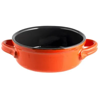 Orangenfarbenes Keramikgeschirr Mit Zwei Griffen, Durchmesser 24 Cm Orange Home