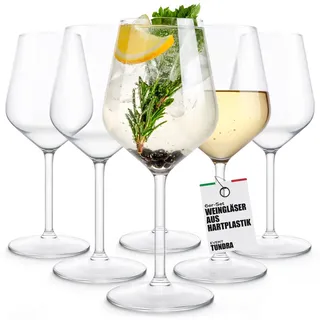 TUNDRA - 6er Set Kunststoff Weingläser, Aperol Spritz Gläser | EVENT 33 cl. | Camping Weingläser aus Tritan (Hartplastik) - Plastik Weingläser Unzerbrechlich, Spülmaschinenfest, BPA-Frei