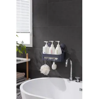 Zuvo Duschablage ohne Bohren mit Saugnäpfen | Klebefreier Bad Organizer für Shampoo, Seife & Accessoires | Wasserdichtes Kunststoff Duschregal | Badaccessoires | Grau