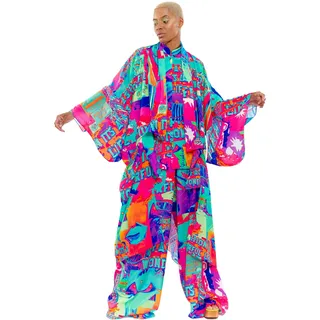 CHAOUICHE Kimono für Damen, Downtown LA-Druck, XL