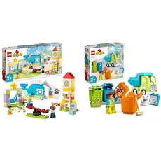 LEGO DUPLO Traumspielplatz Set, Konstruktionsspielzeug für Kinder ab 2 Jahren & DUPLO Recycling-LKW Müllwagen-Spielzeug, Lern- und Farbsortier-Spielzeug