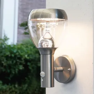 NBHANYUAN Lighting LED Außenleuchte mit PIR Bewegungsmelder,4 Lichtmodi, SUS316 Edelstahl,IP54 Wasserdicht,3000K Warmweiß,9W 1000LM,Silber Außenlampe für Hauswand,Garten,Garage