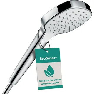Hansgrohe Croma E, Duschbrause wassersparend, 1 Strahlart, Antikalk-Funktion, Weiß/Chrom Handbrause