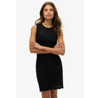 Superdry für Damen. W8011857A Gehäkeltes Minikleid
schwarz (S), Lässig, Ärmellos / Hosenträger, Bio-Baumwolle, Nachhaltig