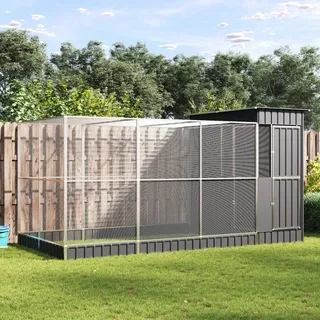 vidaXL Voliere mit Erweiterung 416 x 203 x 216 cm Silber