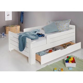 LÜTTENHÜTT Funktionsbett »"LOTTE " Bestseller! Kinderbett mit Rausfallschutz, Schublade optional«, (ausziehbar von 140cm-200cm Länge), Mitwachsend, FSC® zertifiziertes Massivholz, weiß