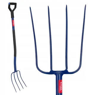 KADAX Heugabel mit Stiel aus Metall, Forke aus Stahl, Grabegabel mit D-Griff, Gabel für Garten