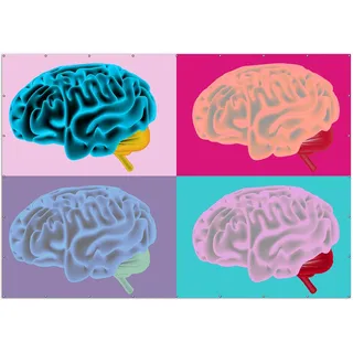 Wallario XXL Outdoor-Poster für Garten oder Balkon, Motiv Menschliches Gehirn im Pop Art Stil, in ca. 400 x 280 cm - Schwarz