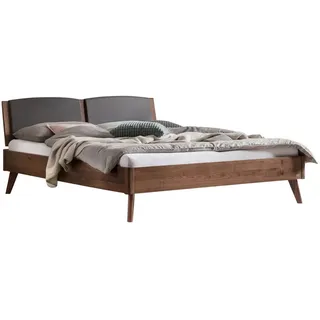 Hasena Bett , Nussbaumfarben, Dunkelgrau , Holz , Nussbaum , massiv , Höhe ca. 22 cm , 140x200 cm , gepolstertes Kopfteil, in verschiedenen Holzarten erhältlich, in verschiedenen Größen erhältlich , Holzmöbel, Holzbetten, Sonstige Holzbetten