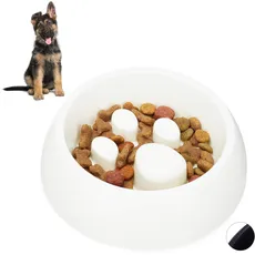 Relaxdays Foraging Feeding Bowl for Slow Eating Anti Schling Napf, Futternapf für Hund & Katze, Langsames Fressen, 300 ml Fressnapf, spülmaschinenfest, weiß, 1 Stück (1er Pack)