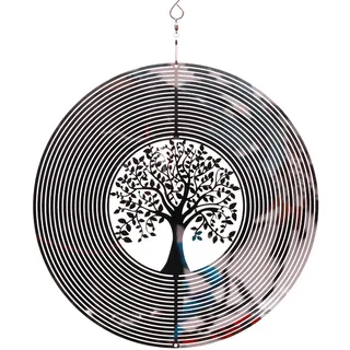 SPRING SONG Windspiel 3D-Edelstahl für drinnen und draußen, 25.4 cm, verspiegelt, Edelstahl, Baum des Lebens, Dekoration, Handwerk, Ornamente, kinetische Hofkunst, hängende Windspieler, Geschenke