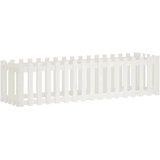 vidaXL Hochbeet Lattenzaun-Design Weiß 200x50x50 cm Massivholz Kiefer - Weiß